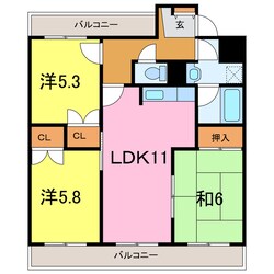 エスペランス池浦Ｂの物件間取画像